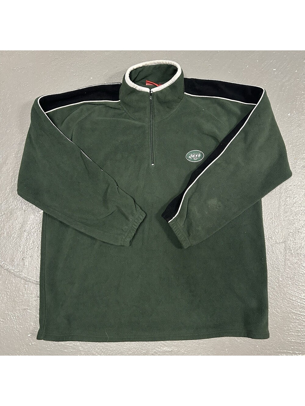 VINTAGE Reebok New York Jets Green Fleece Quarter Zip Sweatshirt Size XL
